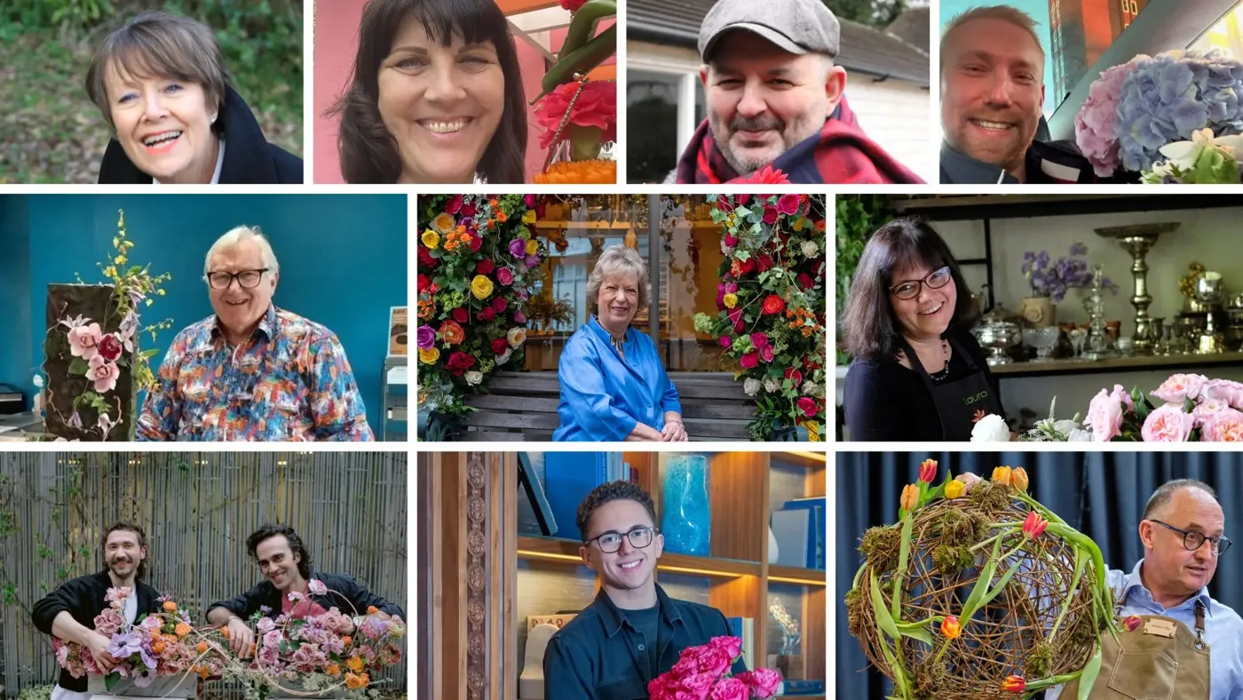 The designers giving the flower-arranging demonstrations at Flowers-in-the-Fields