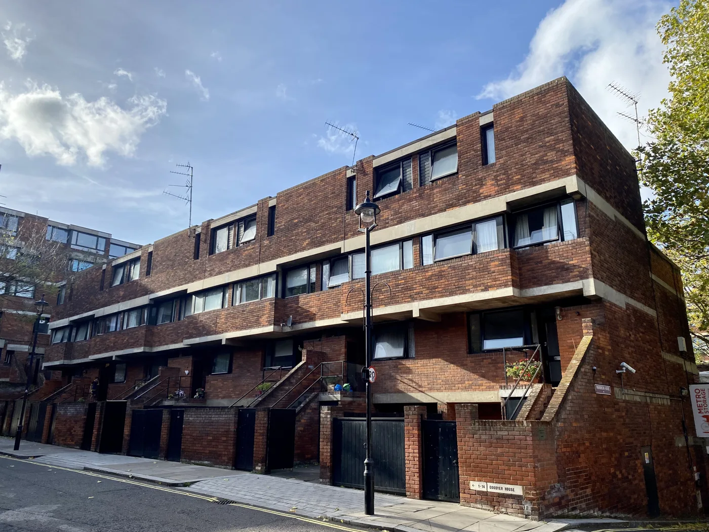 Goodyer House on Moreton Street, part of the Lillington Gardens estate the council built in Pimlico.